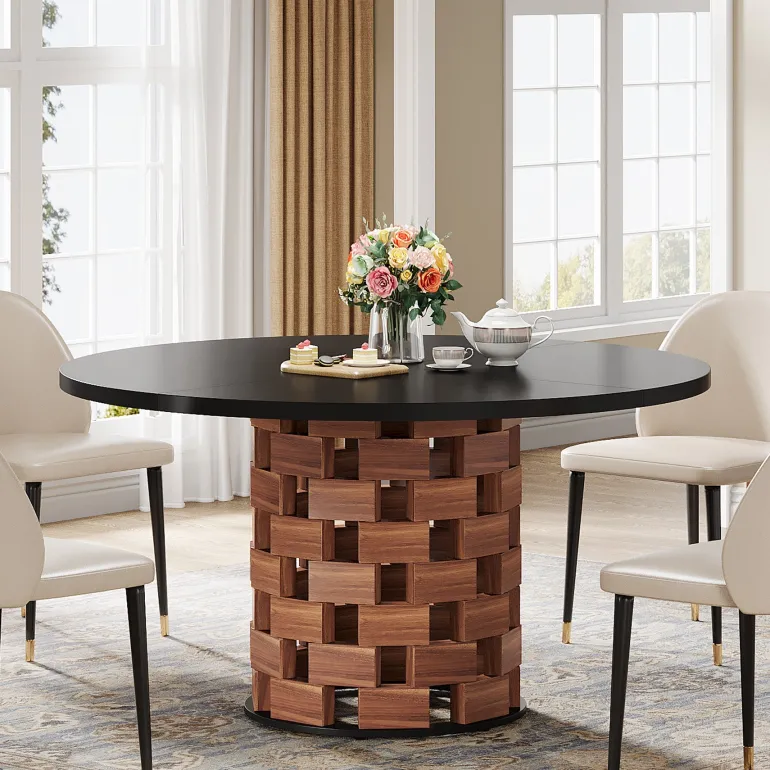 Shop Tribesigns 47" Dining Table, Farmhouse Round Kitchen Table for 4 - 6 People