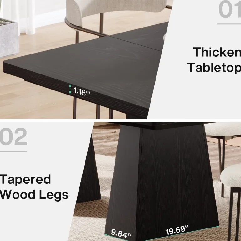 Clearance Tribesigns 63" Dining Table, Farmhouse Wood Kitchen Table for 6 People