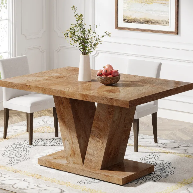 Outlet Tribesigns 47" Dining Table, Farmhouse Wooden Kitchen Dinner Table with Duty Pedestal