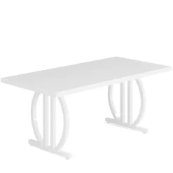 Sale Tribesigns 63" Dining Table for 4 - 6 People, Modern Kitchen Dinner Table with Metal Frame