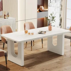 Best Sale Tribesigns 71" Dining Table for 6 to 8 People, Modern Wood Kitchen Dinner Table