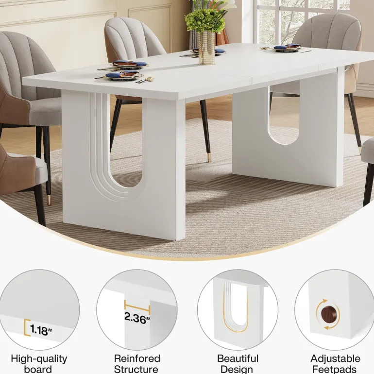 Best Sale Tribesigns 71" Dining Table for 6 to 8 People, Modern Wood Kitchen Dinner Table