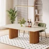 Store Tribesigns 78.7" Dining Table, Kitchen Table With Semi - Circular Stripe Base