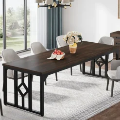 Clearance Tribesigns 78" Dining Table, Kitchen Table with Sideboard Cabinet for 6 to 8
