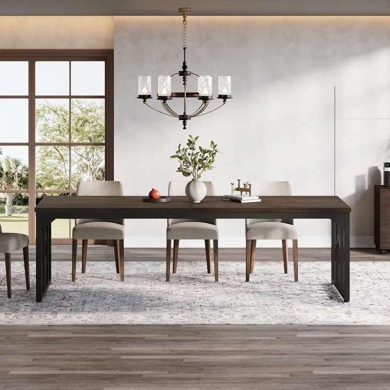Clearance Tribesigns 78" Dining Table, Kitchen Table with Sideboard Cabinet for 6 to 8