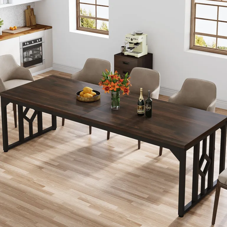 Clearance Tribesigns 78" Dining Table, Kitchen Table with Sideboard Cabinet for 6 to 8