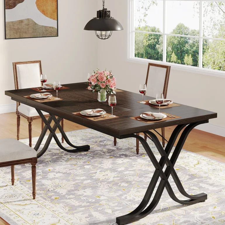 Shop Tribesigns 63" Dining Table, Large Wood Kitchen Table for 4 - 6 People