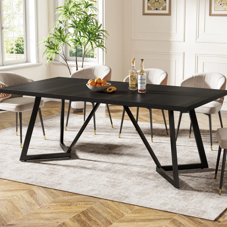 Discount Tribesigns 70.8" Dining Table, Modern Rectangular Kitchen Table for 6 - 8