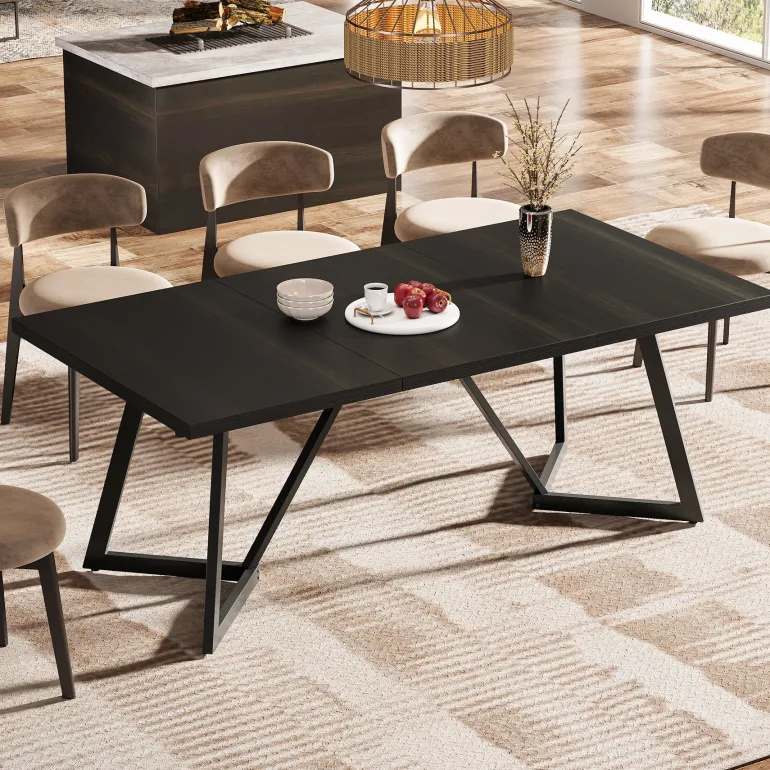 Discount Tribesigns 70.8" Dining Table, Modern Rectangular Kitchen Table for 6 - 8