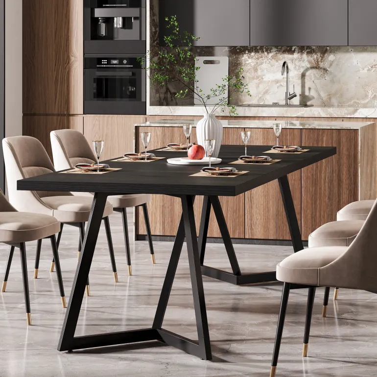 Discount Tribesigns 70.8" Dining Table, Modern Rectangular Kitchen Table for 6 - 8