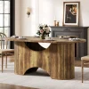 New Tribesigns 63" Dining Table, Oval Farmhouse Kitchen Table for 4