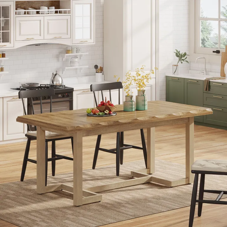 Best Tribesigns 63" Dining Table, Rectangular Wood Kitchen Table for 4-6