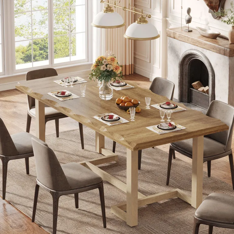 Best Tribesigns 63" Dining Table, Rectangular Wood Kitchen Table for 4-6