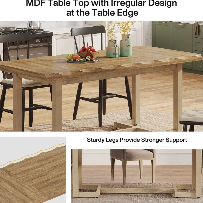 Best Tribesigns 63" Dining Table, Rectangular Wood Kitchen Table for 4-6