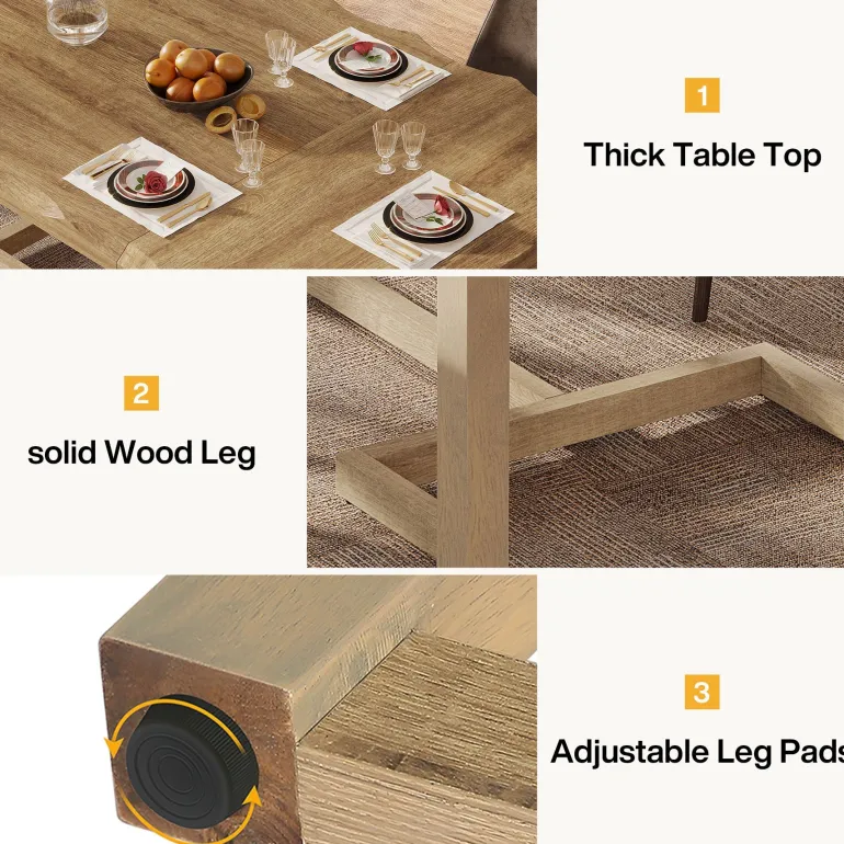Best Tribesigns 63" Dining Table, Rectangular Wood Kitchen Table for 4-6