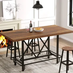 Fashion Tribesigns 63" Dining Table, Rectangular Kitchen Table for 6 People