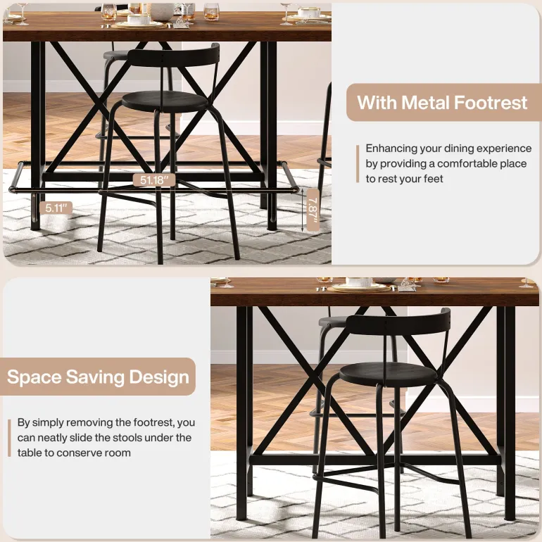 Fashion Tribesigns 63" Dining Table, Rectangular Kitchen Table for 6 People