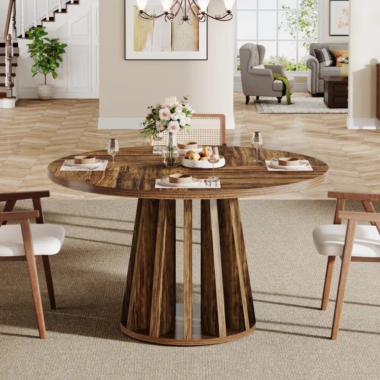 Outlet Tribesigns 47" Dining Table, Round Kitchen Table For 4 - 6 People