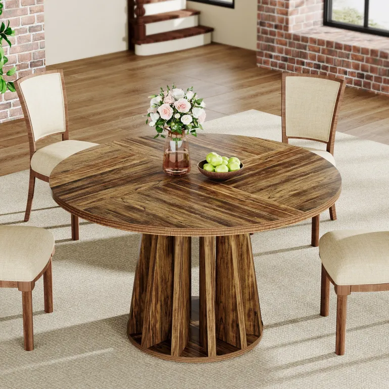 Outlet Tribesigns 47" Dining Table, Round Kitchen Table For 4 - 6 People