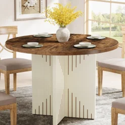Cheap Tribesigns 39" Dining Table, Round Kitchen Table Dinner Table with Pedestal Base