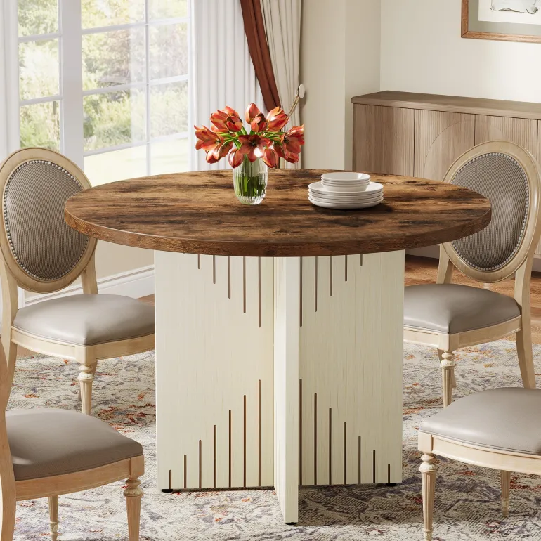 Cheap Tribesigns 39" Dining Table, Round Kitchen Table Dinner Table with Pedestal Base