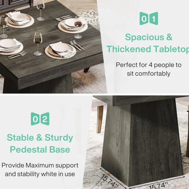 Store Tribesigns 31.5" Dining Table, Square Farmhouse Kitchen Table Dinner Table
