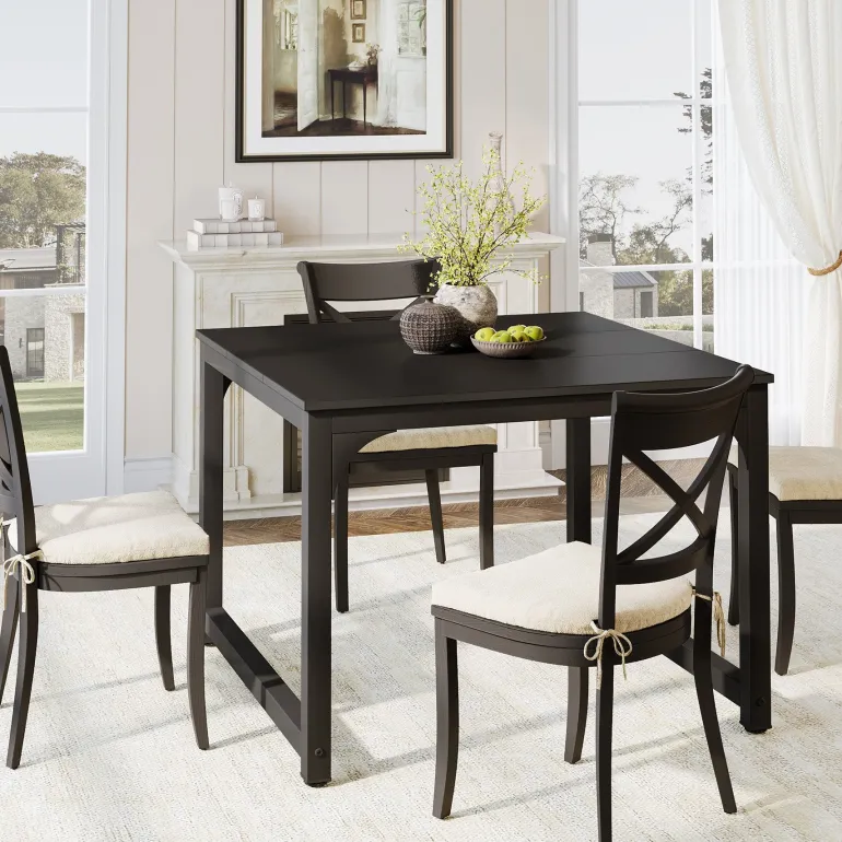 Cheap Tribesigns 41" Dining Table, Square Kitchen Dinner Table for 4 Person