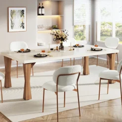 Online Tribesigns 70.8" Dining Table, Sturdy Rectangular Kitchen Table for 6-8