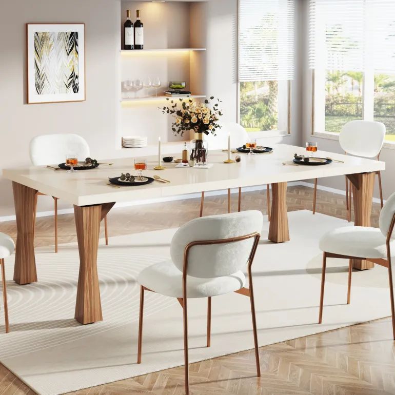 Online Tribesigns 70.8" Dining Table, Sturdy Rectangular Kitchen Table for 6-8