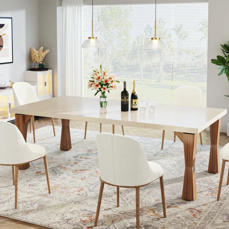 Online Tribesigns 70.8" Dining Table, Sturdy Rectangular Kitchen Table for 6-8