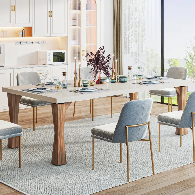 Online Tribesigns 70.8" Dining Table, Sturdy Rectangular Kitchen Table for 6-8