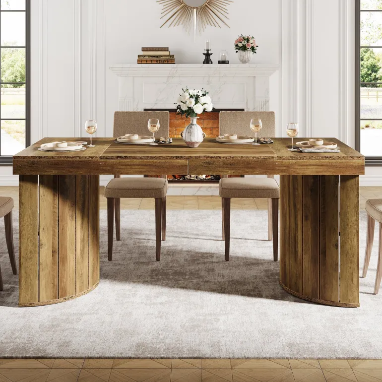 Flash Sale Tribesigns 63" Dining Table, Wood Dinner Table Kitchen Table For 4 - 6 People