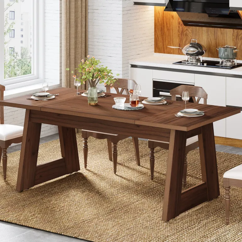 Fashion Tribesigns 63" Dining Table, Wood Farmhouse Kitchen Table for 4-6
