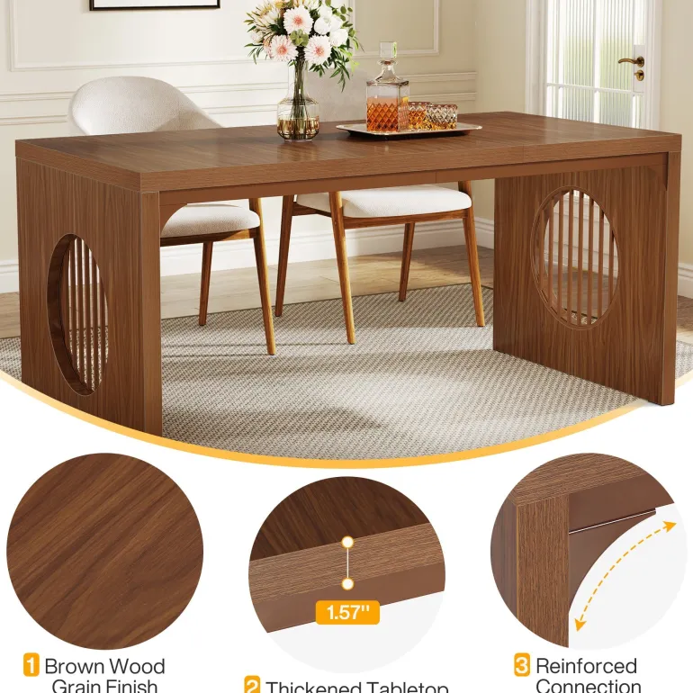 Shop Tribesigns 62.99" Dining Table, Wood Farmhouse Kitchen Table For 4-6