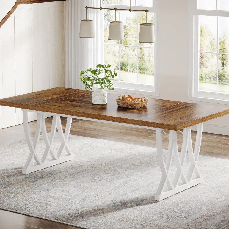 Outlet Tribesigns 70.8" Dining Table, Wood Kitchen Table Dinner Table for 6 - 8 People