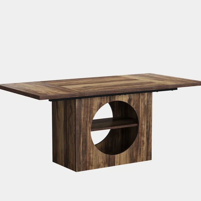 Flash Sale Tribesigns 63" Dining Table, Wood Kitchen Table with Storage for 4 - 6