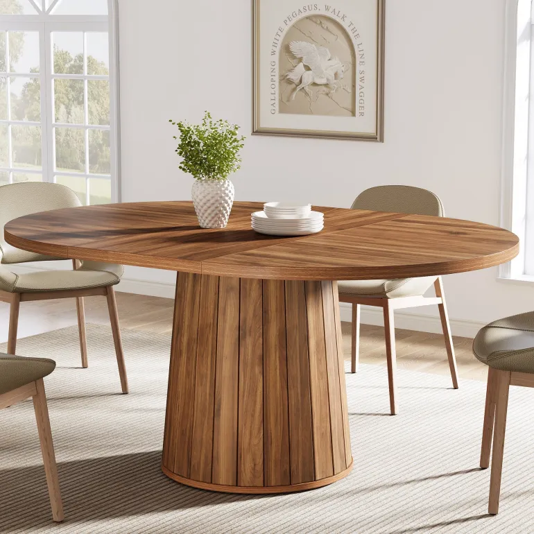 New Tribesigns 55" Dining Table, Wood Oval Kitchen Dinner Table