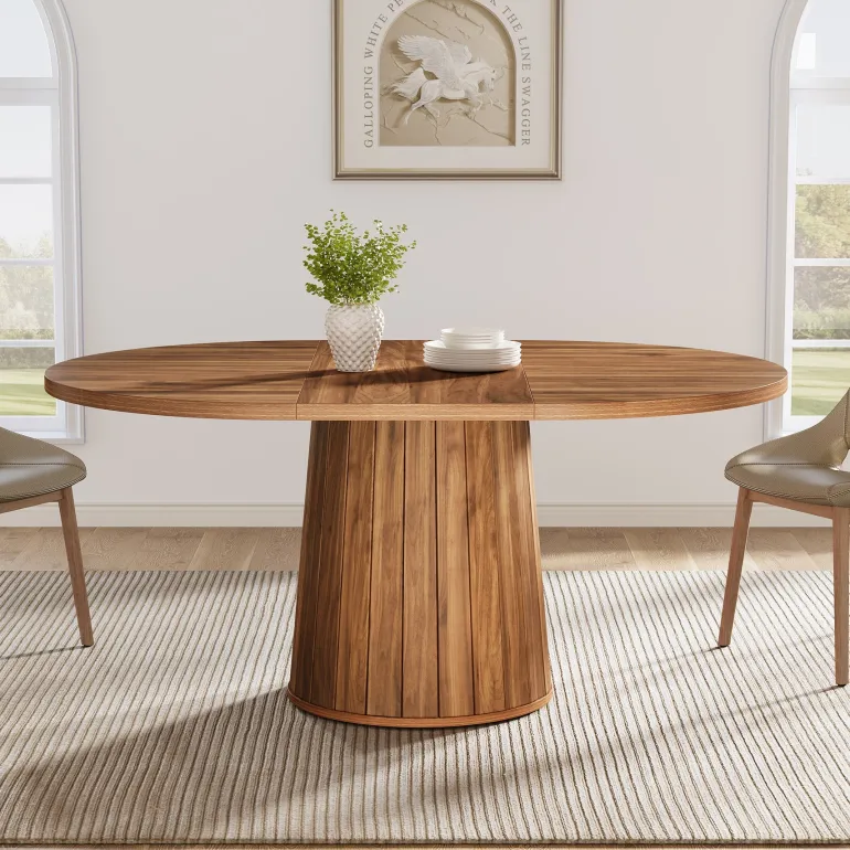 New Tribesigns 55" Dining Table, Wood Oval Kitchen Dinner Table