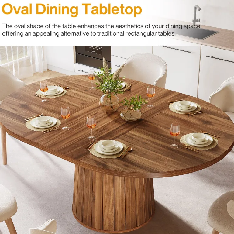 New Tribesigns 55" Dining Table, Wood Oval Kitchen Dinner Table