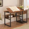 Sale Tribesigns 47.2" Drafting Table, Drawing Computer Desk with Storage Drawers
