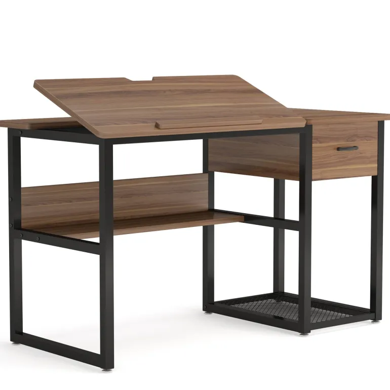 Sale Tribesigns 47.2" Drafting Table, Drawing Computer Desk with Storage Drawers