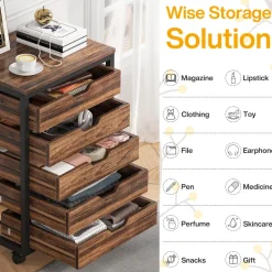 Flash Sale Tribesigns 5/7 Drawer Chest, Wood Storage Dresser Cabinet with Wheels