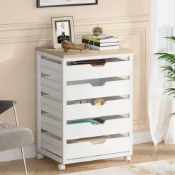 Flash Sale Tribesigns 5/7 Drawer Chest, Wood Storage Dresser Cabinet with Wheels