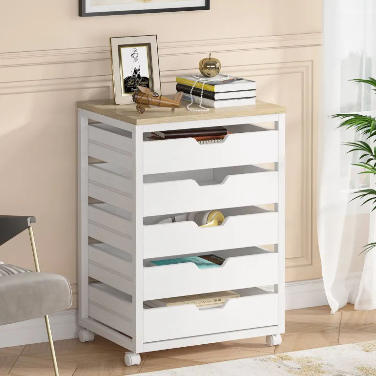 Flash Sale Tribesigns 5/7 Drawer Chest, Wood Storage Dresser Cabinet with Wheels