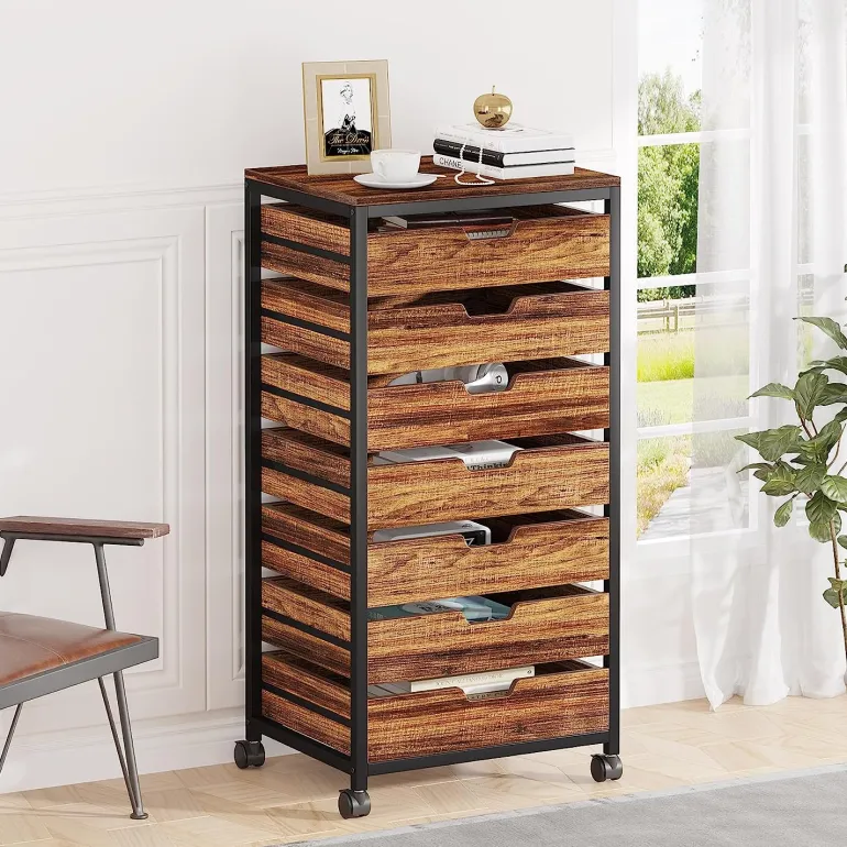 Flash Sale Tribesigns 5/7 Drawer Chest, Wood Storage Dresser Cabinet with Wheels