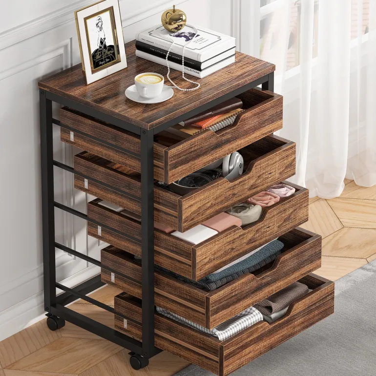 Flash Sale Tribesigns 5/7 Drawer Chest, Wood Storage Dresser Cabinet with Wheels