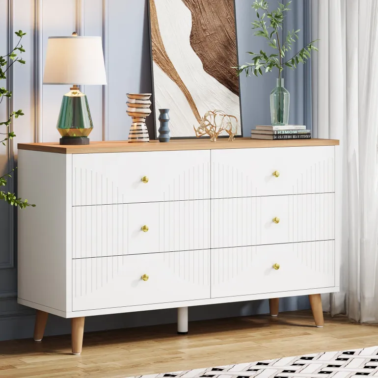 Flash Sale Tribesigns 6 Drawer Dresser, 47" Modern Wood Storage Organizer Chest of Drawers