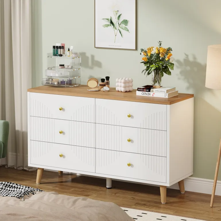 Flash Sale Tribesigns 6 Drawer Dresser, 47" Modern Wood Storage Organizer Chest of Drawers