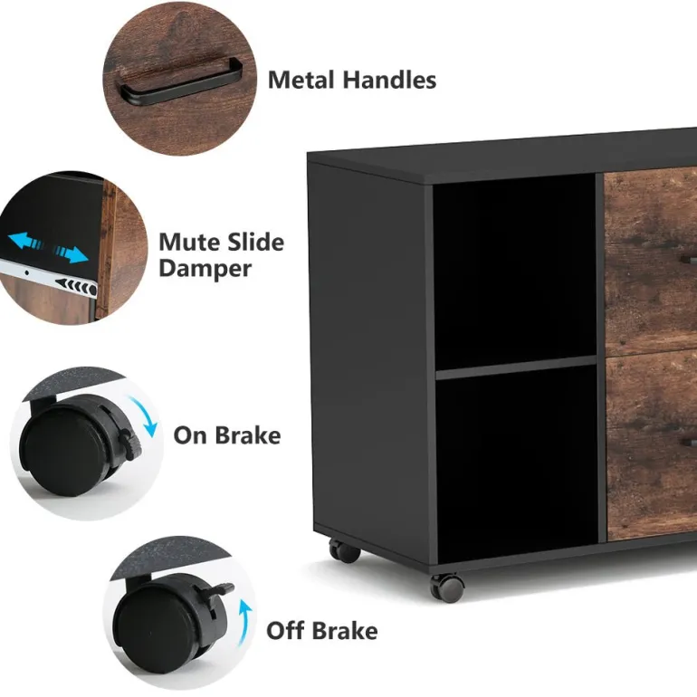 Fashion Tribesigns 2 Drawer File Cabinet, Large Mobile Filing Cabinet for Letter Size