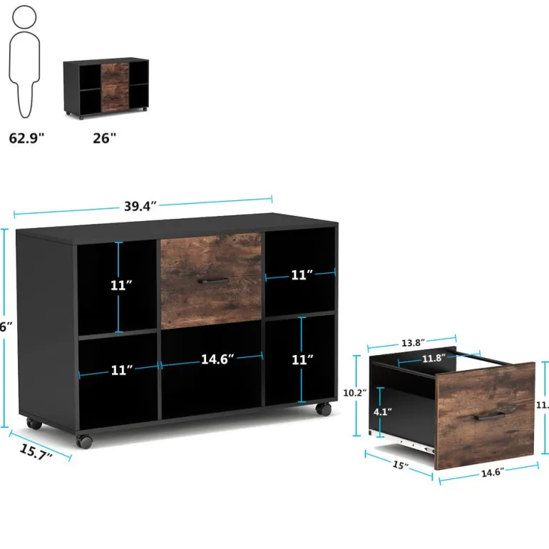 Fashion Tribesigns 2 Drawer File Cabinet, Large Mobile Filing Cabinet for Letter Size